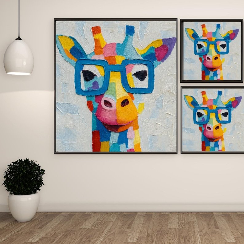 Abstract Giraffe Wall Art, Canvas Or Poster, Modern Home Decor, Safari Animal Print, Minimalist Animal Art, Unique Wall Hanging,Giraffe Gift - Image 2