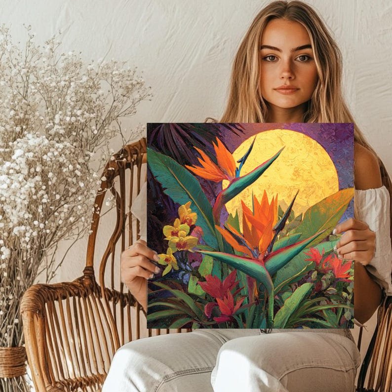Bird of Paradise Wall Art, Canvas or Poster, Tropical Botanical Home Decor, Living Room Bedroom Office Wall Hanging, Exotic Flower Wall Art - Image 5