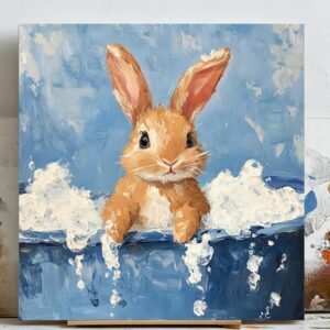 Bunny Bathroom Wall Art, Canvas or Poster, Funny Bathroom Art, Rabbit Wall Decor, Kids Bathroom Art, Printable Wall Art, Animal Decor