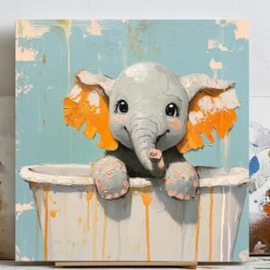 Elephant In Bathtub, Canvas Or Poster, Animal Decor, Elephant Wall Art, Bathroom Wall Decor, Home Decor, Bathroom Wall Art