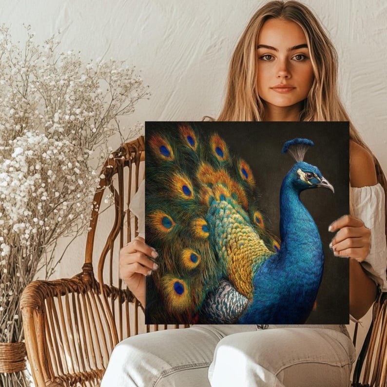 Peacock Wall Art, Canvas Or Poster, Peacock Decor, Peacock Home Decor, Elegant Peacock, Peacock Wall Decor, Peacock Wall Hanging - Image 4