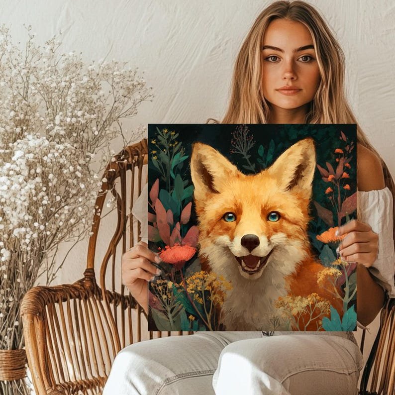 Fox Wall Art, Canvas Or Poster, Colorful Abstract Fox Painting, Modern Wildlife Decor, Living Room Wall Art,Vibrant Animal Art,Woodland Gift - Image 5