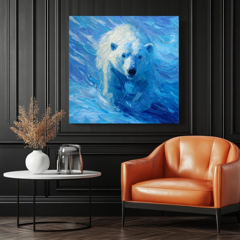 Polar Bear Wall Art, Canvas Or Poster, Arctic Wildlife Decor, Winter Animal Print, Bedroom Decor, Cabin Wall Art, Scandinavian Home Decor - Image 3