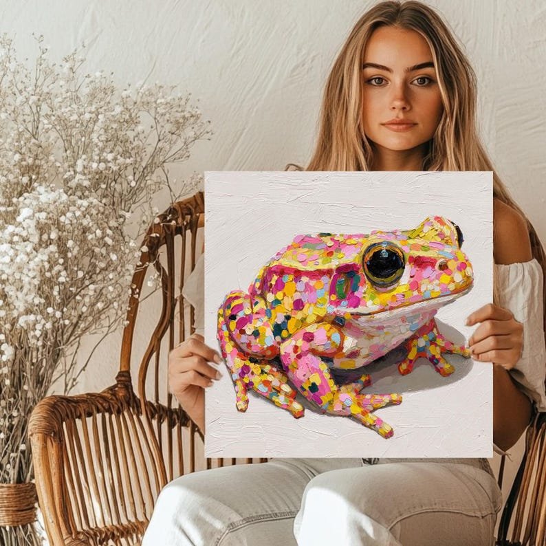 Colorful Frog Painting Art, Canvas or Poster, Modern Animal Decor, Living Room Office Kids Room Wall Art, Whimsical Frog Decor - Image 4