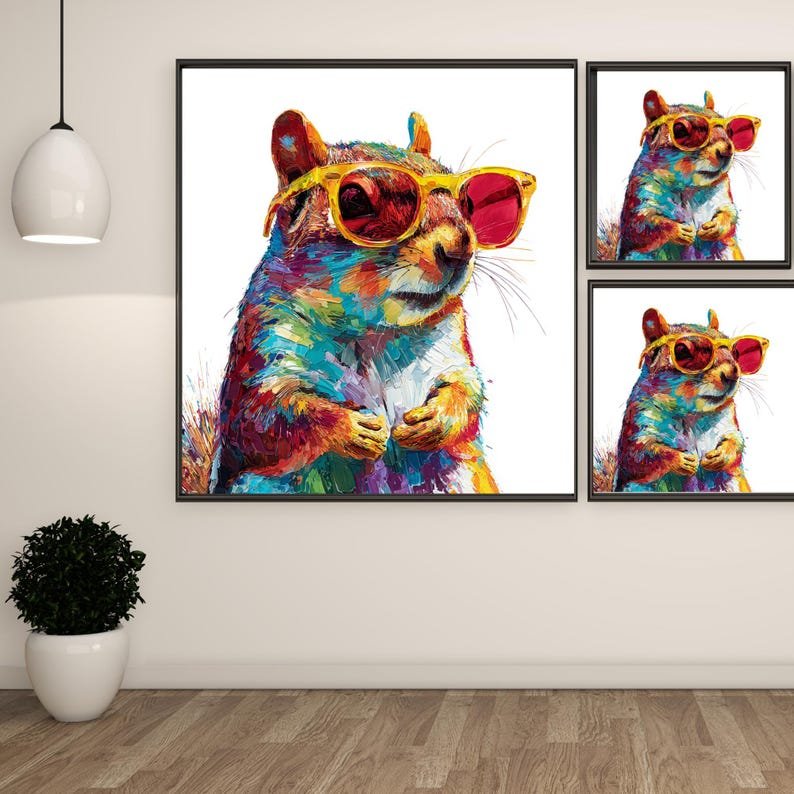 Squirrel Wall Art Print, Canvas Or Poster, Woodland Nursery Decor, Cute Forest Animal Printable, Office Wall Art, Nature Wall Art - Image 2