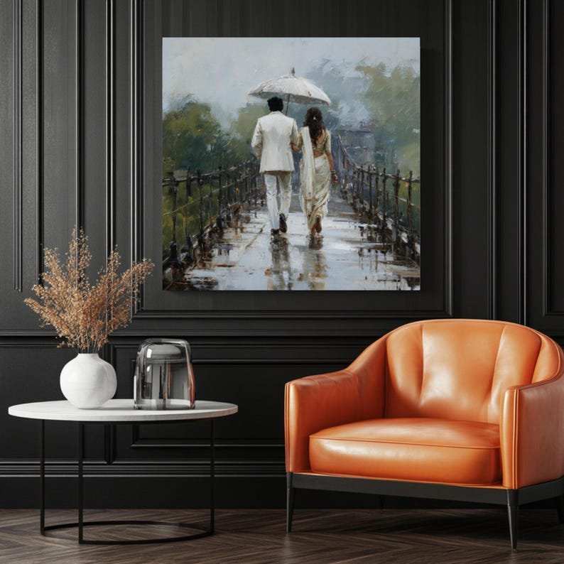 Romantic Couple In Rain, Canvas Or Poster, Modern Decor, Love Decor, Bedroom Decor, Living Room Decor, Couple Wall Hanging, Romantic Art - Image 3