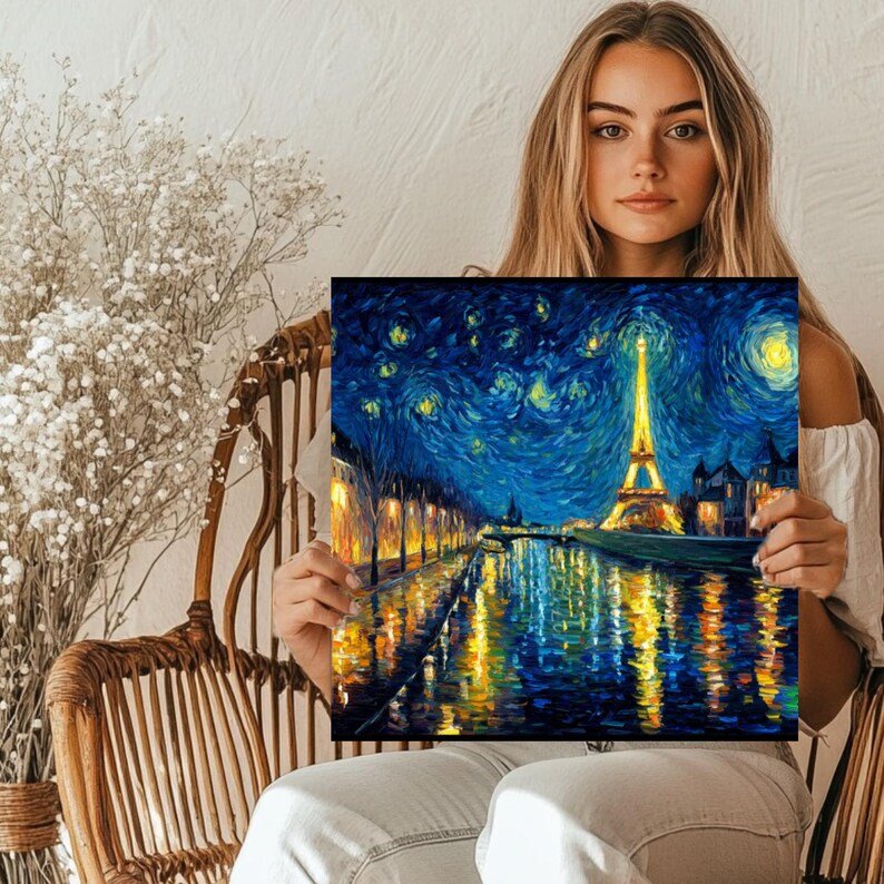 Eiffel Tower Wall Art, Canvas Or Poster, Home Decor, Cityscape Decor, Living Room Decor, Modern Art, Paris Wall Decor, Van Gogh Style Art - Image 5