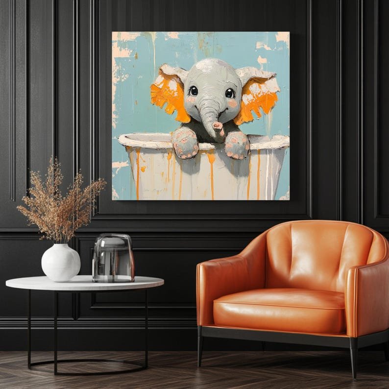 Elephant In Bathtub, Canvas Or Poster, Animal Decor, Elephant Wall Art, Bathroom Wall Decor, Home Decor, Bathroom Wall Art - Image 3