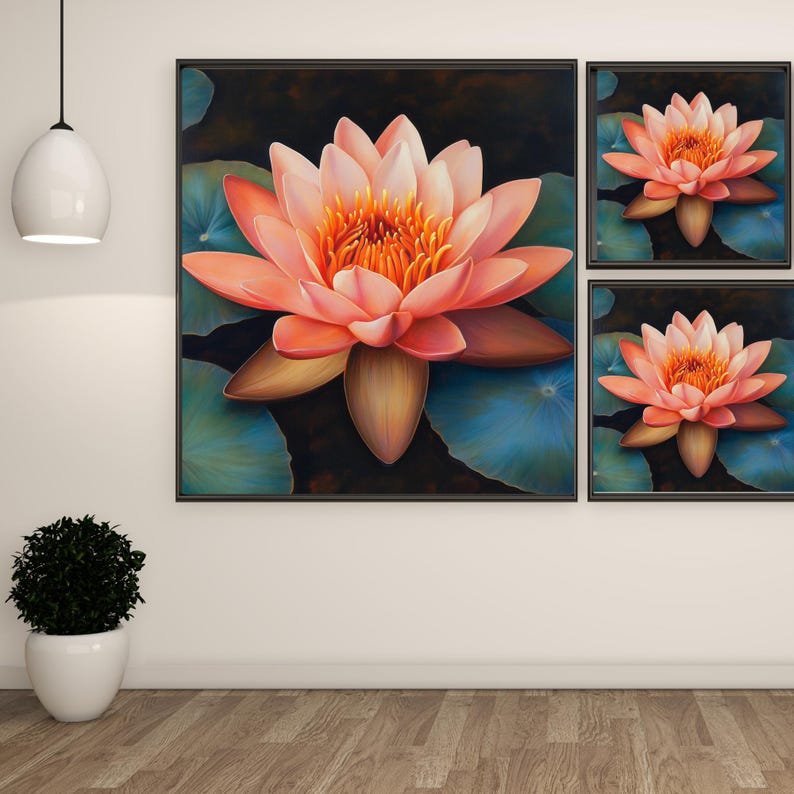 Lotus Wall Art, Canvas or Poster, Lotus Flower Art, Floral Wall Decor, Lotus Home Decor, Bedroom Decor, Modern Decor, Zen Wall Art, Flower - Image 2