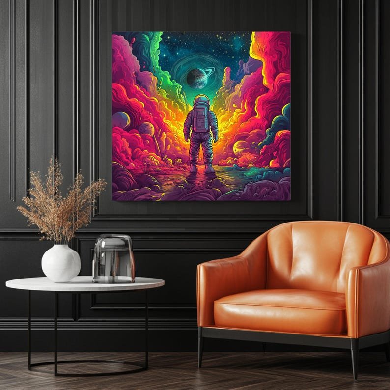 Astronaut Wall Art, Canvas Or Poster, Space Wall Decor, Modern Abstract Design, Living Room Art, Galaxy Inspired Wall Hanging, Gift For Him - Image 3