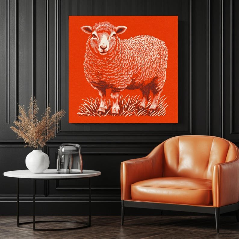 Sheep Wall Art, Canvas Or Poster, Rustic Farmhouse Kitchen Decor, Country Animal Wall Art, Vintage Farm Print, Living Room Bedroom Wall Art - Image 3