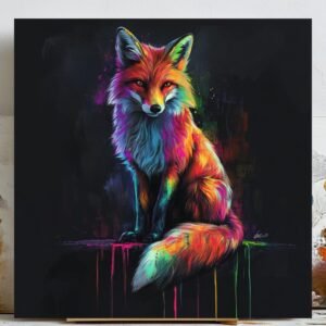 Colorful Fox Wall Art, Canvas or Poster, Safari Nursery Decor, Jungle Animal Wall Art, Modern Kids Room Wall Hanging, Cute Animal Art