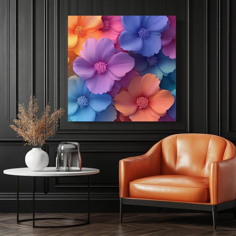 Abstract Floral Art Print: Colorful Rainbow Petals Poster - Image 3