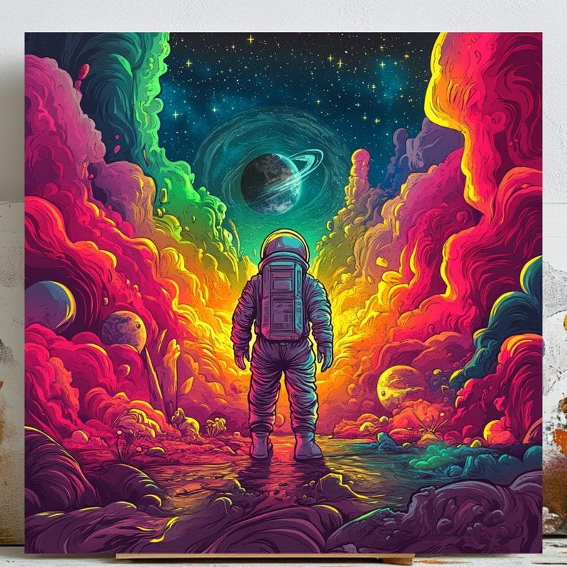 Astronaut Wall Art, Canvas Or Poster, Space Wall Decor, Modern Abstract Design, Living Room Art, Galaxy Inspired Wall Hanging, Gift For Him