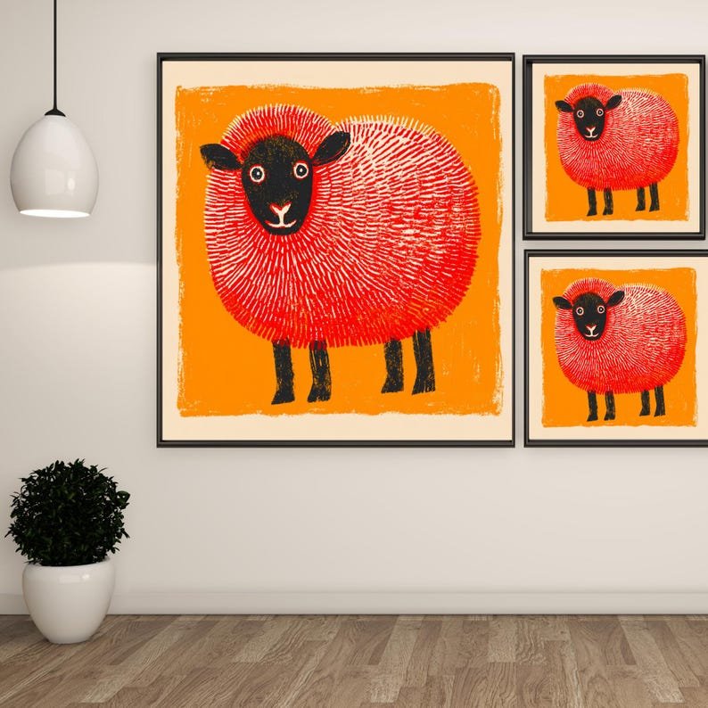 Pink Sheep Wall Art, Canvas Or Poster, Whimsical Animal Decor, Kids Room Nursery Wall Art, Farmhouse Country Home Decor, Pastel Artwork - Image 2