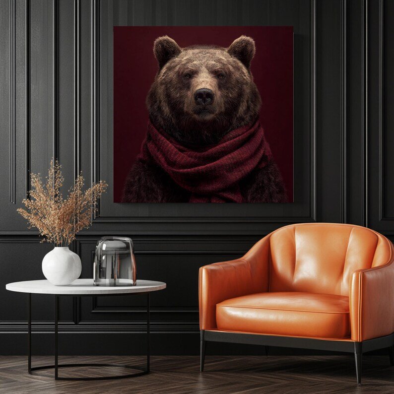 Bear Wall Art, Canvas Or Poster, Animal Decor, Living Room Decor, Contemporary Art, Home Wall Art, Realistic Bear Art, Unique Wall Hangings - Image 3