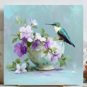 Hummingbird Wall Art, Canvas Or Poster, Floral Decor, Flower Wall Art, Living Room Bedroom Wall Art, Elegant Wall Decor, Spring Home Artwork