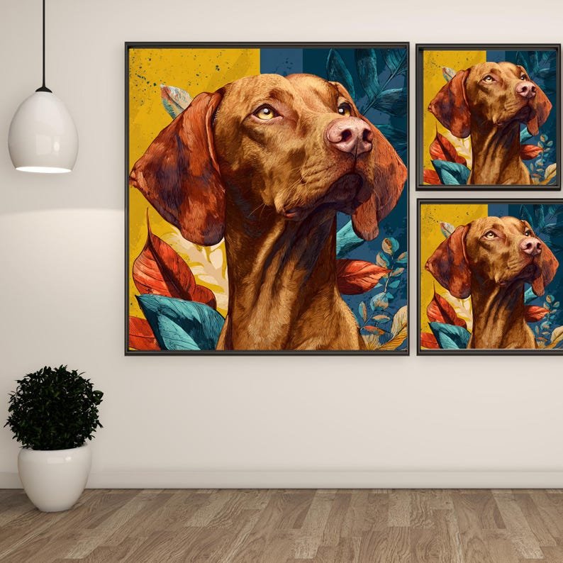 Vizsla Wall Art, Canvas or Poster, Hungarian Vizsla Art, Modern Pet Portrait, Colorful Dog Decor, Dog Lover Gift, Living Room Wall Hanging - Image 2