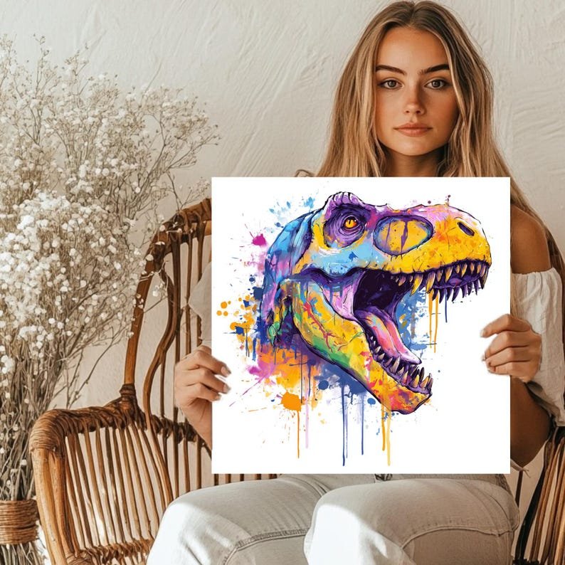 T-Rex Wall Art, Canvas Or Poster, Dinosaur Decor, Living Room Decor, Contemporary Art, Home Wall Art, Dino Illustration,Unique Wall Hangings - Image 5