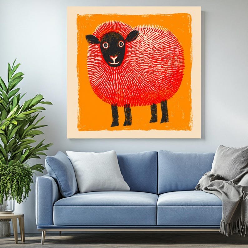 Pink Sheep Wall Art, Canvas Or Poster, Whimsical Animal Decor, Kids Room Nursery Wall Art, Farmhouse Country Home Decor, Pastel Artwork - Image 4