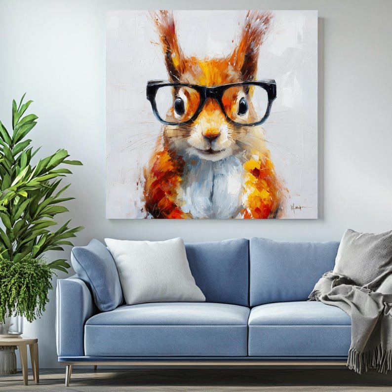 Squirrel Wall Art, Canvas Or Poster, Modern Decor, Animal Decor, Living Room Decor, Office Decor, Squirrel Wall Hanging, Squirrel Art - Image 3