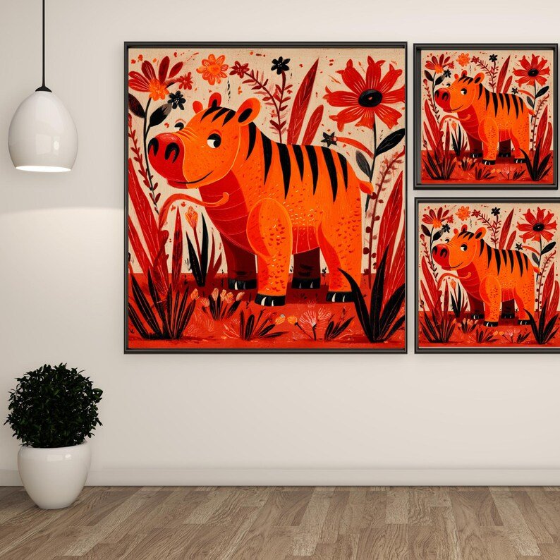 Whimsical Hippo Art, Canvas or Poster, Kids Room Decor, Nursery Wall Art, Animal Illustration, Jungle Theme Nursery, Baby Shower Gift - Image 2