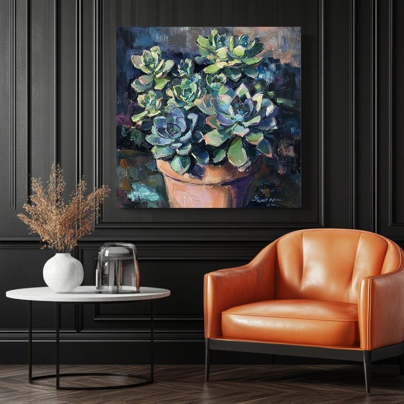 Succulent Plant Wall Art, Canvas or Poster, Botanical Home Decor, Green Plant Painting for Living Room Bedroom Entryway, Floral Artwork - Image 3