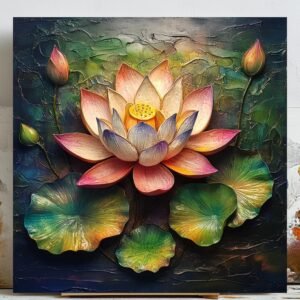 Blooming Lotus Wall Art, Canvas or Poster, Botanical Wall Decor, Contemporary Floral Art, Modern Wall Hanging, Dining Room Wall Art