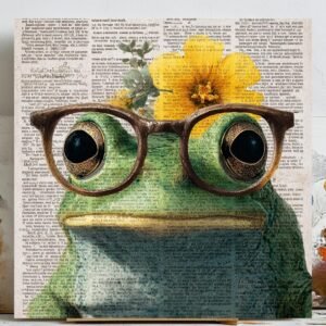 Frog With Glasses, Canvas Or Poster, Animal Decor, Living Room Decor, Contemporary Art, Home Wall Art, Whimsical Wall Hangings