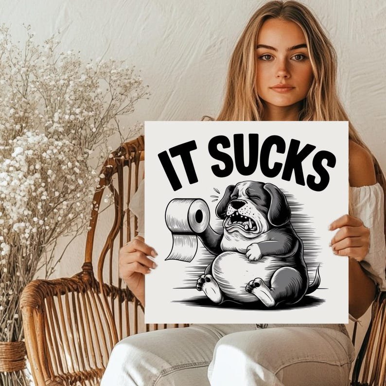 It Sucks Dog Bathroom Art, Canvas or Poster, Funny Animal Wall Decor, Toilet Humor Artwork, Modern Bathroom Wall Hanging, Home Deor - Image 5