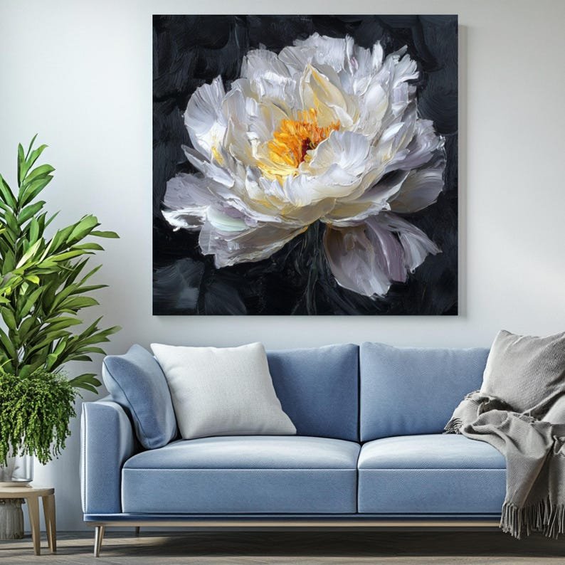 White Peony Flower, Canvas Or Poster, Floral Decor, Bedroom Decor, Home Decor, Living Room Office Decor, Botanical Wall Hanging, Peony Art - Image 4