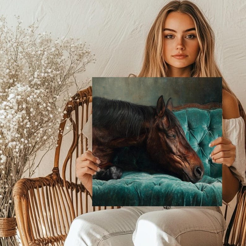 Sleeping Horse Wall Decor, Canvas Or Poster, Animal Wall Decor, Contemporary Design, Modern Wall Art, Horse Wall Hanging, Horse Canvas - Image 5