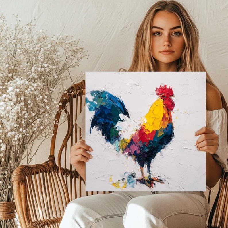 Rooster Wall Art, Canvas Or Poster, Farmhouse Wall Art, Rooster Decor, Rooster Home Decor, Animal Artwork, Rooster Wall Hanging, Farm Art - Image 5