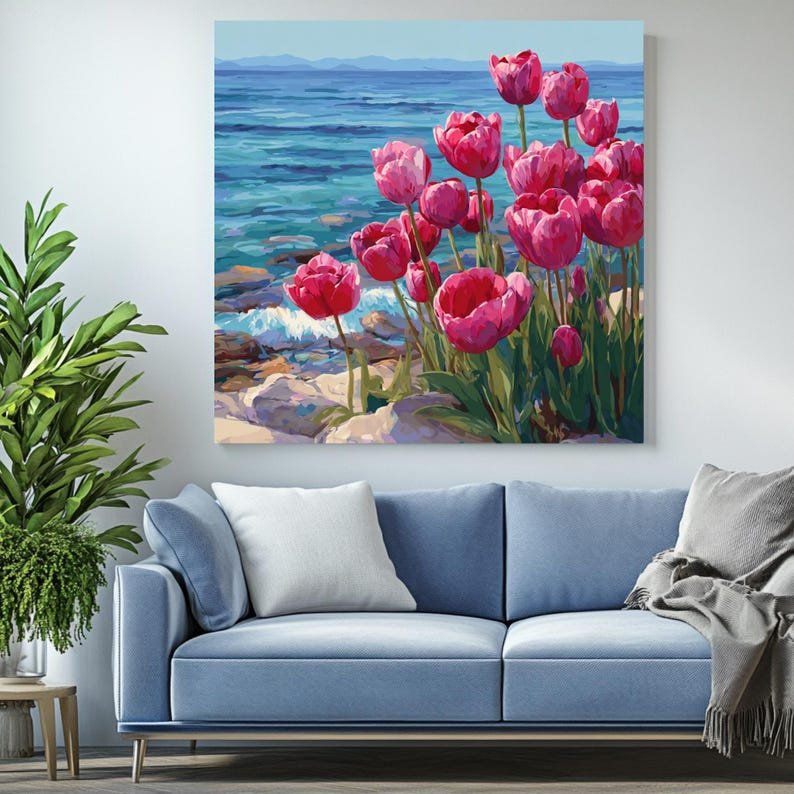 Pink Tulip Flower Wall Art ,Canvas Or Poster, Floral Wall Decor, Flower Canvas, Home Decor, Spring Floral, Bedroom Wall Art, Living Room Art - Image 4