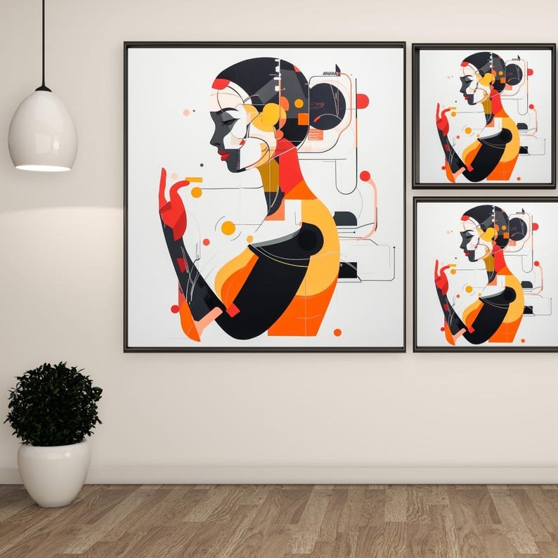 Abstract Woman Wall Art, Canvas Or Poster, Geometric Portrait Painting, Modern Art, Gallery Wall Art, Contemporary Wall Hanging, Unique Art - Image 2