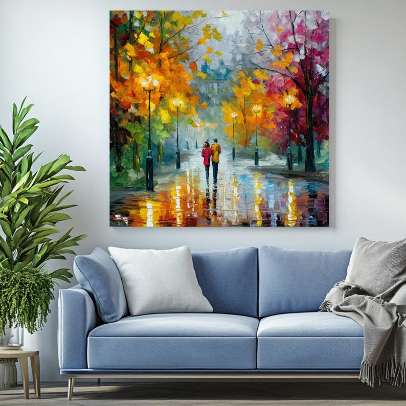 Romantic Couple Walking in Rain Wall Art, Canvas or Poster, Living Room Wall Art, Bedroom Wall Art, Office Wall Art, Romantic Wall Hanging - Image 4