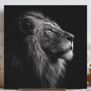 Majestic Lion Wall Art, Canvas or Poster, Animal Contemporary Decor, Living Room Office Bedroom Dining Room Black White Wall Art