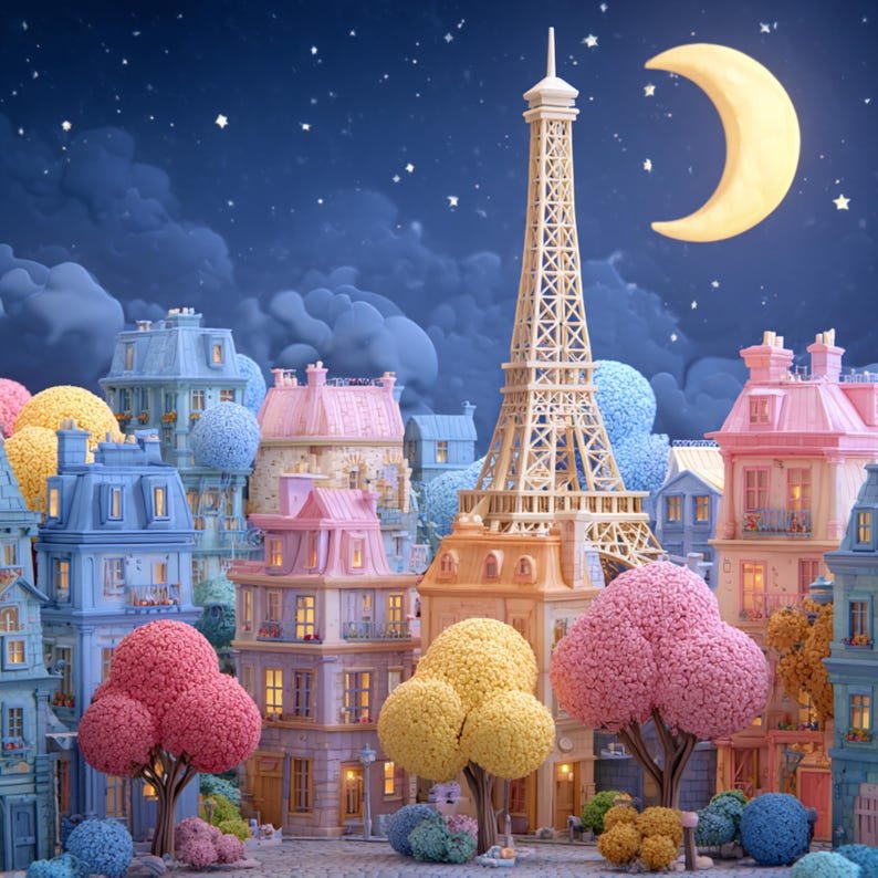 3d Paris Wall Art, Canvas Or Poster, Kids Decor, Whimsical Wall Decor, Paris Art Print, Nursery Wall Art, Eiffel Tower Decor - Image 6
