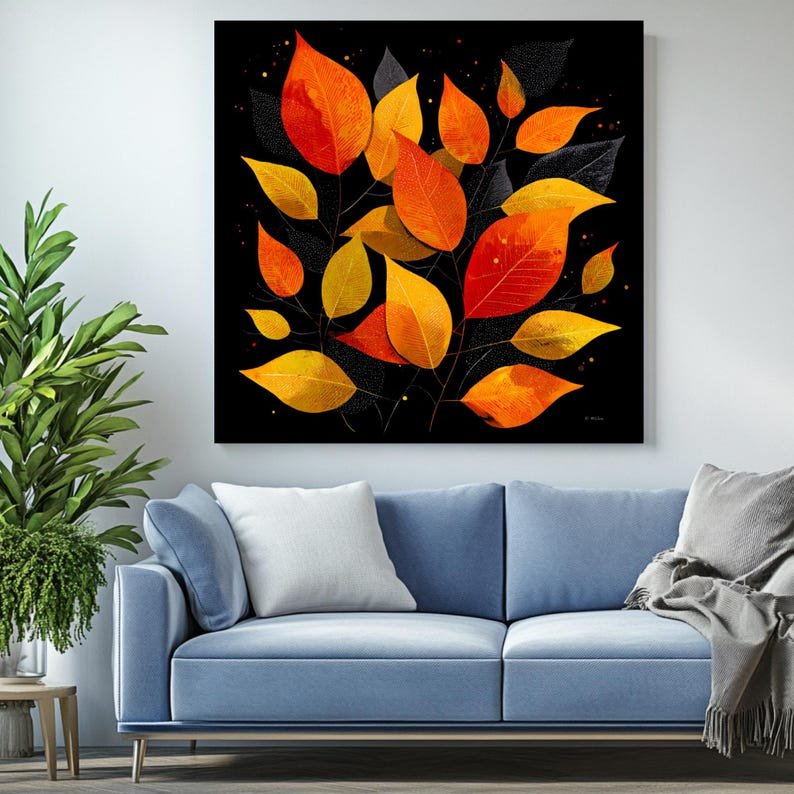 Autumn Leaves Wall Art, Canvas or Poster, Fall Leaf Decor, Seasonal Wall Hanging, Entryway Bedroom Decor, Living Room Wall Decor, Home Art - Image 4