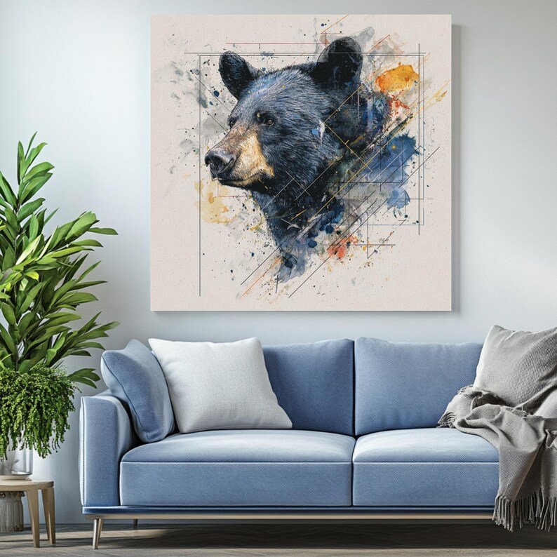 Bear Wall Art, Canvas Or Poster, Wildlife Decor, Bear-themed Artwork, living Room Decor, Bear Wall Hangings, Animal Art, Wall Hanging - Image 4