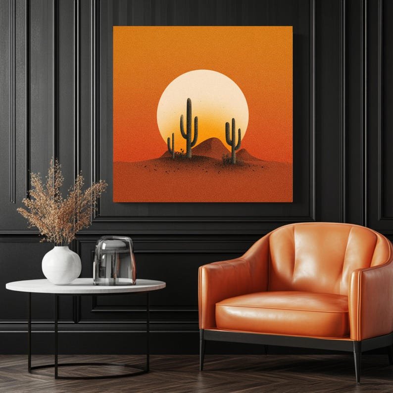 Desert Cactus Wall Art, Canvas or Poster, Minimal Sunset Wall Decor, Southwestern Art, Boho Wall Hanging, Living Room Wall Art, Desert Decor - Image 3