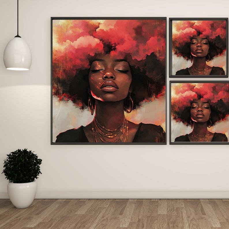 Black Woman Wall Art, Poster Or Canvas, Afrocentric Home Decor, African American Art, Melanin Art, Black Art, Empowerment Wall Art - Image 2