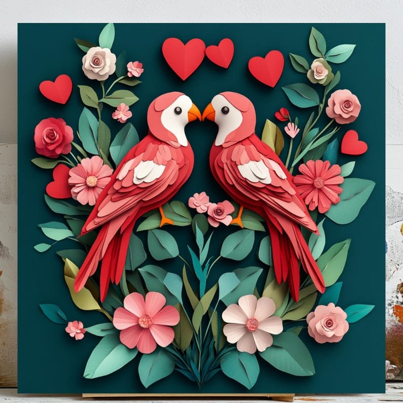 Love Bird Wall Art, Canvas or Poster, Love Bird Wall Decor, Cute Bird Home Decor, Living Room Decor, Romantic Decor, Valentine’s Decor