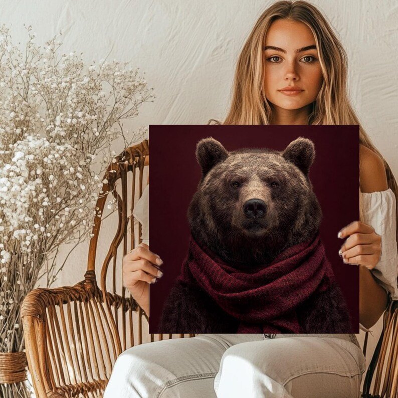 Bear Wall Art, Canvas Or Poster, Animal Decor, Living Room Decor, Contemporary Art, Home Wall Art, Realistic Bear Art, Unique Wall Hangings - Image 5