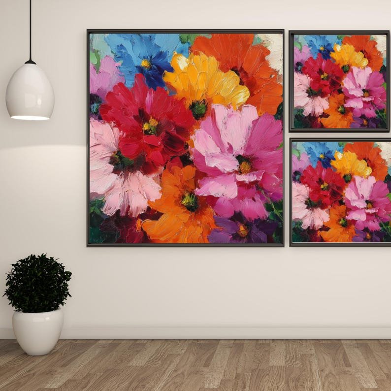 Flower Wall Art, Canvas Or Poster, Vibrant Bloom Painting, Floral Wall Hanging, Modern Decor, Living Room Decor, Bedroom Wall Art,Home Decor - Image 2