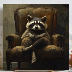Raccoon Wall Decor, Canvas Or Poster, Animal Art, Whimsical Wildlife, Rustic Wall Art, Raccoon Portrait, Living Room Decor, Home Decor