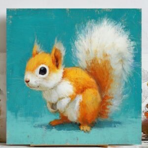 Squirrel Wall Art, Canvas Or Poster, Orange White Squirrel, Woodland Wall Hanging, Animal Decor, Living Room Decor, Bedroom Decor, Kids Art