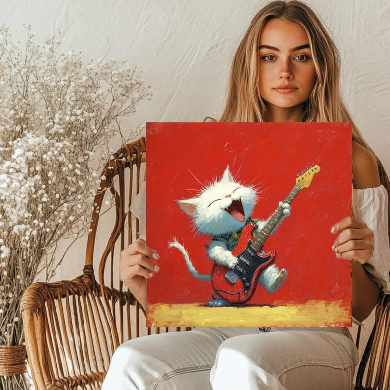 Musician Cat Wall Art, Canvas Or Poster, Animal Wall Art, Room Decor, Kids Decor, Living Room Wall Art, Cat Wall Hanging, Cat Decor - Image 5