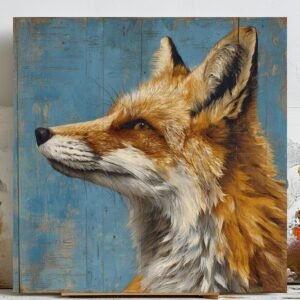 Rustic Fox Wall Art, Canvas Or Poster, Woodland Animal Decor, Farmhouse Wall Hanging, Country Home Art, Cabin Wall Decor, Fox Print