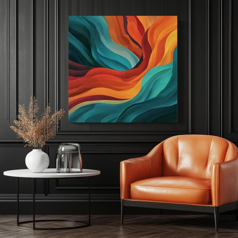 Abstract Wave Wall Art, Canvas or Poster, Living Room Wall Art, Modern Home Decor, Contemporary Office Wall Hanging, Bedroom Decor, Home Art - Image 3